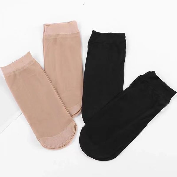 

silk women's thin short stockings large veet spring and summer steel stockings middle tube flh anti hook wire, Black;white