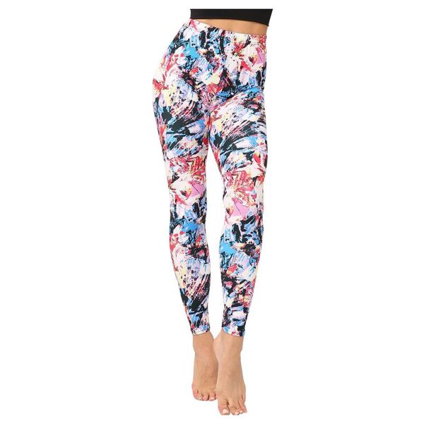 

women's leggings 2021 high waist classic retro color floral bodybuilding graffiti print sports female fleece, Black