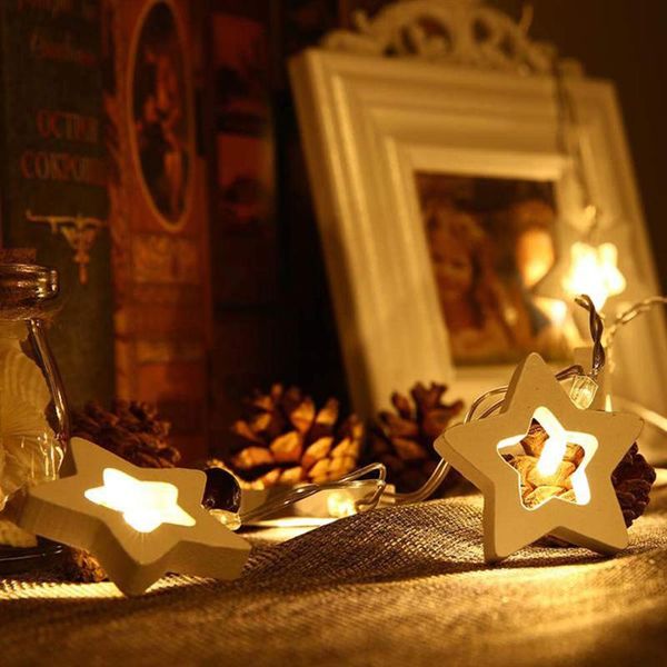 

strings 10/20/30 led wood star heart string lights home wedding christmas decorative lighting holiday guirlande lumineuse