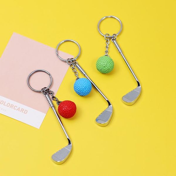

keychains 2021 creative golf ball imitated sports game cute keychain for women key chains ring car bag pendent accessories d420, Silver