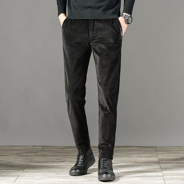 

men's pants corduroy loose middle-aged joggers men dad installed in autumn and winter 2021 casual, Black