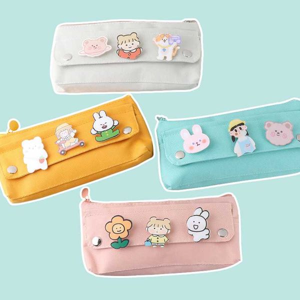 

canvas pencil case fashion personality portable school student zipper stationery travel bag bags