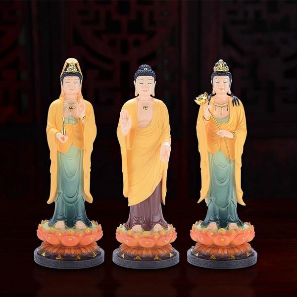 

western sansheng resin crafts buddha statue amitabha guanyin bodhisattva home decoration accessories figurines desk & table clocks