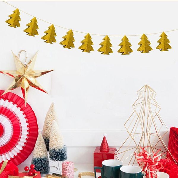 

christmas decorations paper string pull hanging flags tree shape for home xmas party decoration supplies1