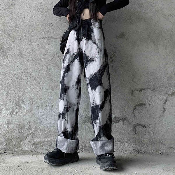 

capris impression elastic-waisted pants loosen jeans 2021 automatic winter cork chic upper female waist, Black;white