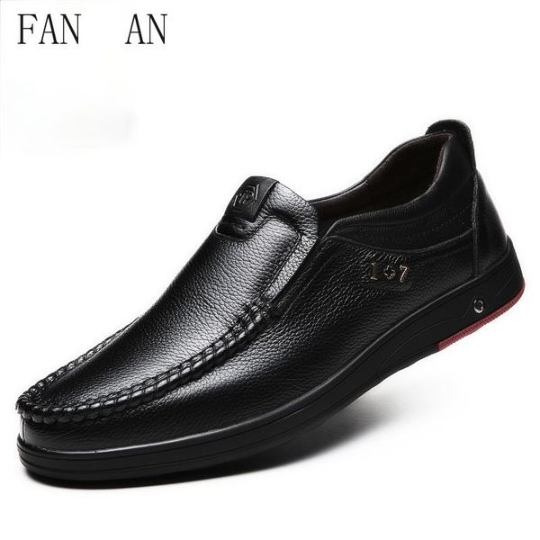 

dress shoes 2021 ly men's genuine leather size 38-47 head soft anti-slip driving man spring, Black