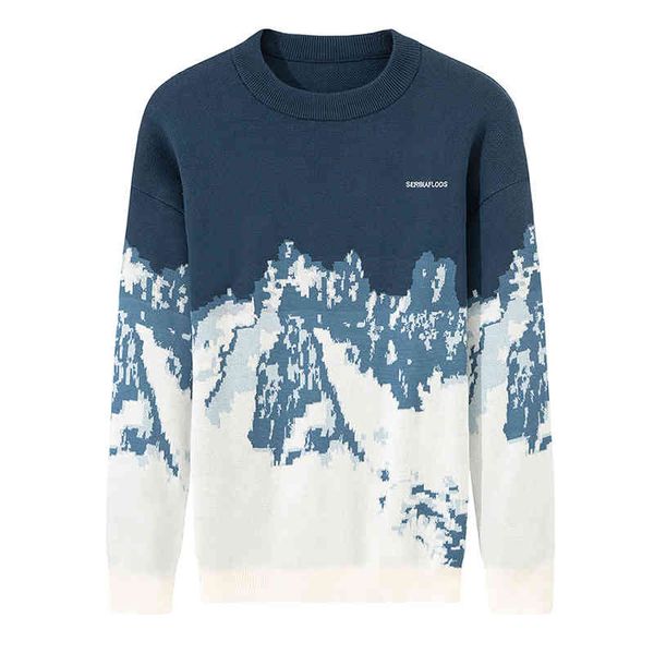 

men's sweaters varsanol male and female winter sweaters, korean-style sweatshirt, mountain vintage iny4, White;black