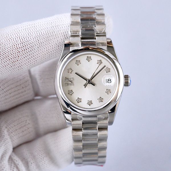 

designer watch 31mm automatic mechanical watches for ladies wristwatch girlfriend stainless steel fashion women wristbrand montre de, Silver