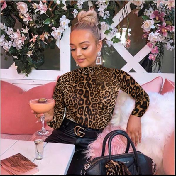 

leopard bodysuit bodycon skinny womens jumpsuit body suit turtleneck long sleeve playsuit printed rompers, Black;white