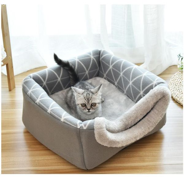 

pet bed for cats dogs soft nest kennel cave house sleeping bag mat pad tent pets winter cat beds & furniture