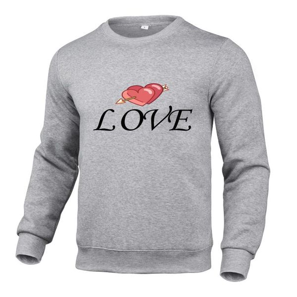 

men's hoodies & sweatshirts fashion print love men's/women's pullover 2021 spring autumn male casual solid color, Black