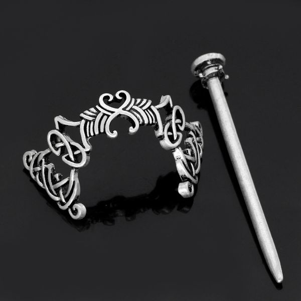 

viking celtic knot hairpin metal plate headdress women's fashion, Golden;silver