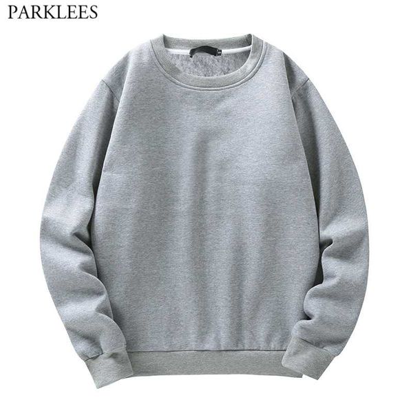 

men's hoodies & sweatshirts oversized gray fleece sweatshirt men women 2021 autumn winter crewneck streetwear thick basic quality pullo, Black