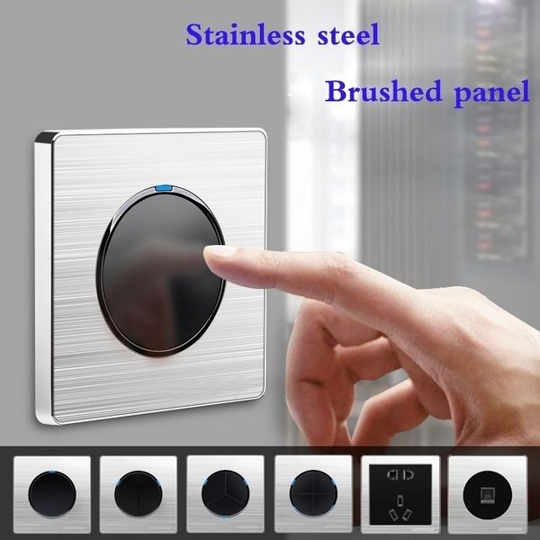 

eu france uk germany us socket 86 type telephone tv socket use round box 1 2 3 4 gang 1 2 way light switch with led