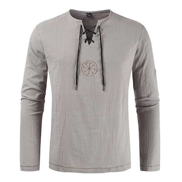 

men's casual shirts ly medieval retro lace-up long sleeves renaissance gothic v-neck costume solid color, White;black