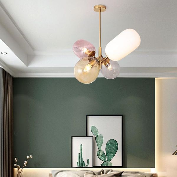 

pendant lamps nordic colorful balloon glass led chandelier princess stained hanging lamp room bedroom dining lighting decoration