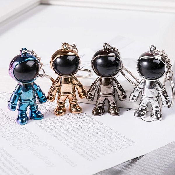 

keychains 1pcs fashion handmade 3d astronaut space robot spaceman keychain keyring alloy gift for man friend, Silver