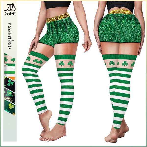

2022 spring and autumn irish digital printed women's yoga pants sports tight customer hip lifting fitness pants, Black