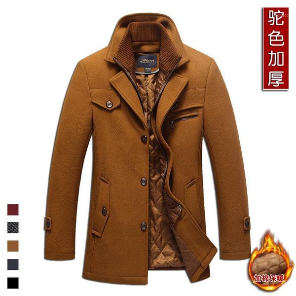 

men's jackets 2021 autumn and winter woolen coat double collar jacket super warm thick business suits, Black;brown