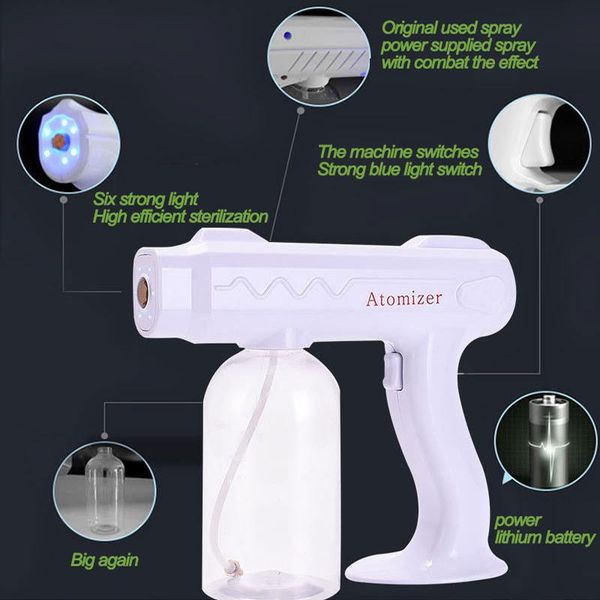 

watering equipments usb charge household blue light nano steam spray gun portable wireless disinfection sprayer machine handheld atomization