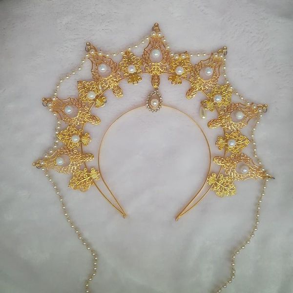 

other event & party supplies lolita halo headpiece mary goddess gold crown beading headdress wedding christmas halloween hair hoop accessori