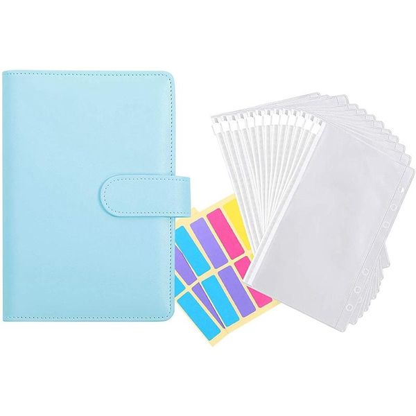 

gift wrap 12pcs of transparent plastic a6 ring binder envelope pu leather 6 binder,waterproof cash budget system