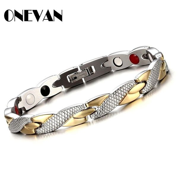 

link, chain twisted healthy magnetic bracelet power therapy bracelets 4 colors charm jewelry for women men gifts, Black