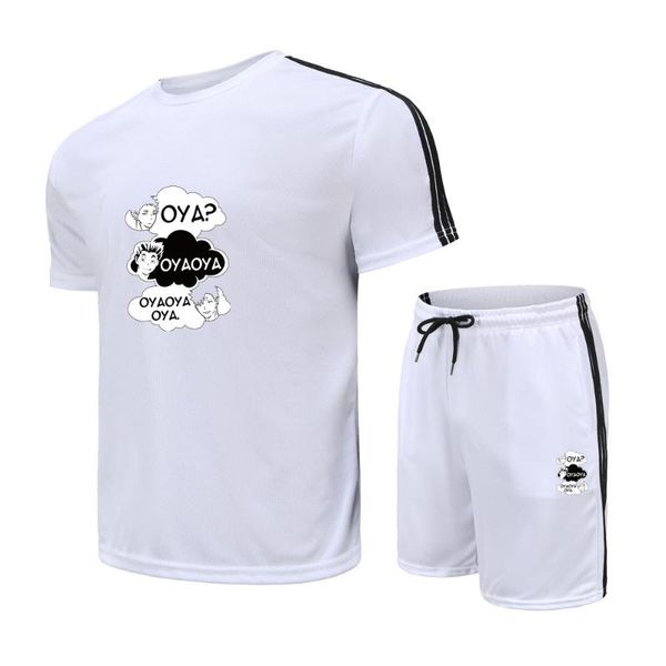 

jogging clothing summer oya letter pattern printing men's t shirt suit fashion mesh quick drying simple round neck beach couple sports, Black;red