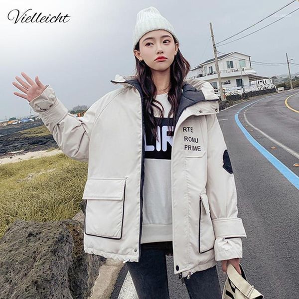 

women's down & parkas vielleicht 2021 short women winter jacket casual hooded female coat warm thick long windproof coat1, Black