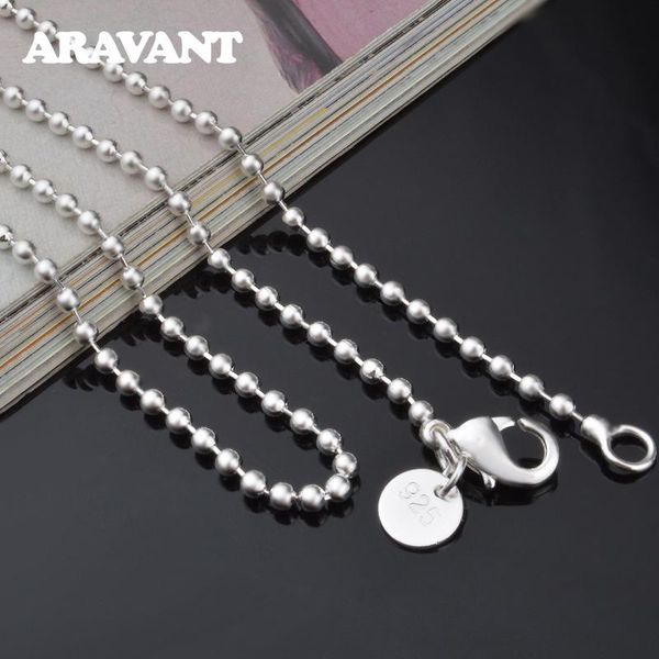 

chains 925 silver 2mm bead chain necklace for women fashion jewelry gifts