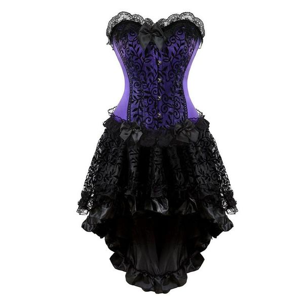 

bustiers & corsets victorian corset dress gothic style burlesque halloween costumes for women renaissance skirt purple, Black;white