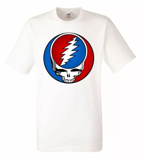 

grateful dead logo white herren t-shirt men rock band tee shirt, White;black