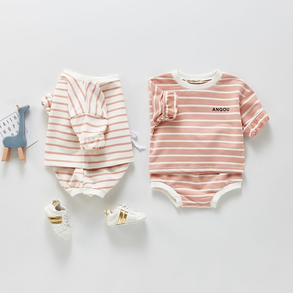 

2021 spring new infant baby boys girls striped clothes set baby long sleeve stripe and shorts 2pcs suit baby clothing set, Camo