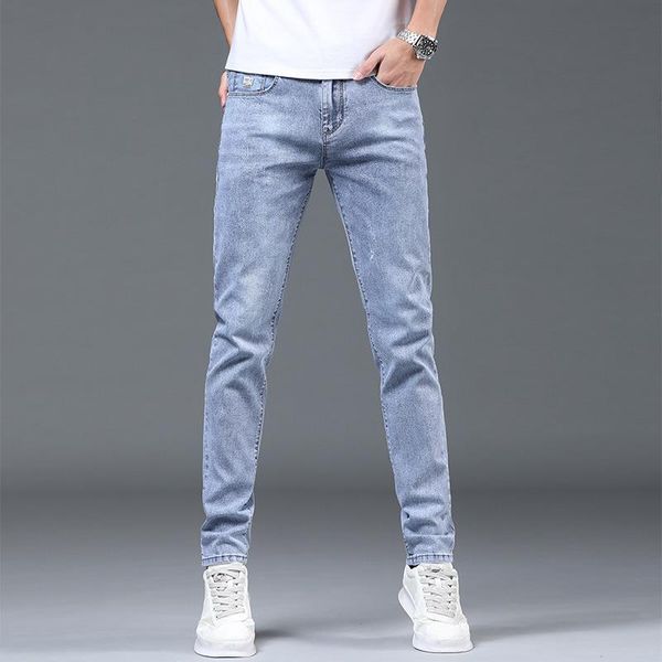

men's jeans 2021 korean style of trendy brand ins simple casual straight-leg self-cultivation all-match, Blue