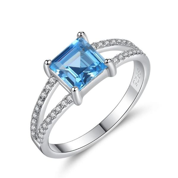 

cluster rings sanyu charm sky blue solid z gemstone finger for women 925 sterling silver promise fine jewelry wedding gift, Golden;silver