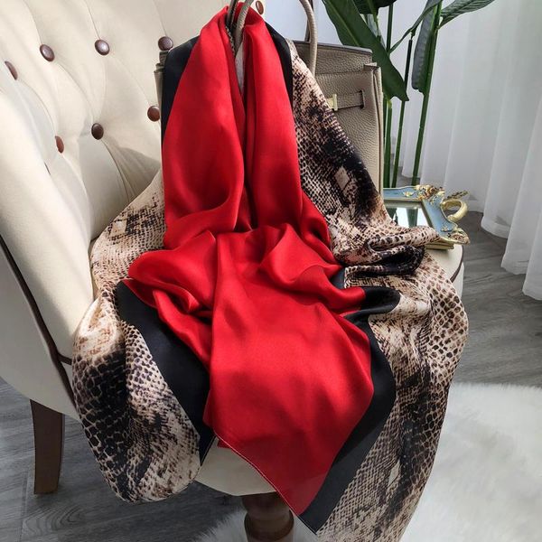 

scarves 100% pure silk scarf women female foulard 2021 long real femme echarp hijab bandana, Blue;gray