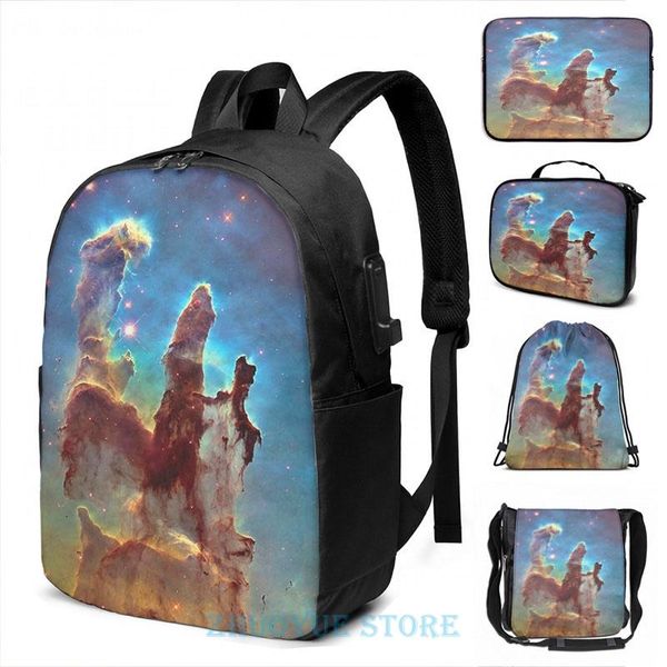 

backpack funny graphic print pillars of creation usb charge men school bags women bag travel laptop