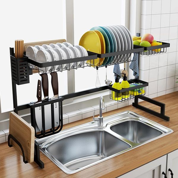 

kitchen storage & organization stainless steel dish rack u shape sink drain two layers shelf supplies holder