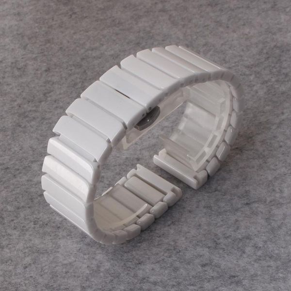 

watch bands white ceramic watchband 18mm 20mm 22mm 24mm straight bracelet with stainless steel clasp for brand watches mens women watchbands, Black;brown