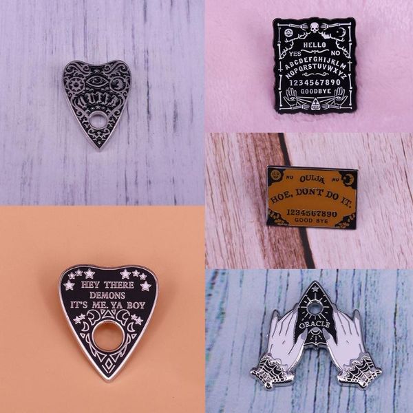 

pins, brooches halloween funny ouijas and chill planchette enamel lapel pins gothic black witchcrafts brooch pin fashion jewelry unisex, Gray