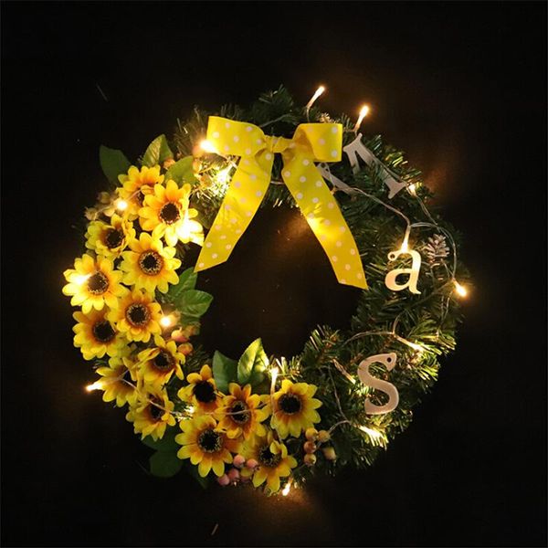 

decorative flowers & wreaths diy artificial sunflower wreath hanging home front door indoor wall decor wedding garland decoration