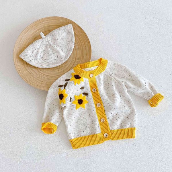 

0-3t newborn kid baby girls flower sweater cardigan elegant autumn winter warm clothes fall knit cute sweet floral knitwear g1026, Blue
