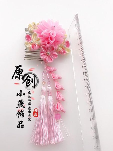 

other event & party supplies japanese style pink hair comb princess hanfu kimono yukata hairpin fine work tassel flower sakura