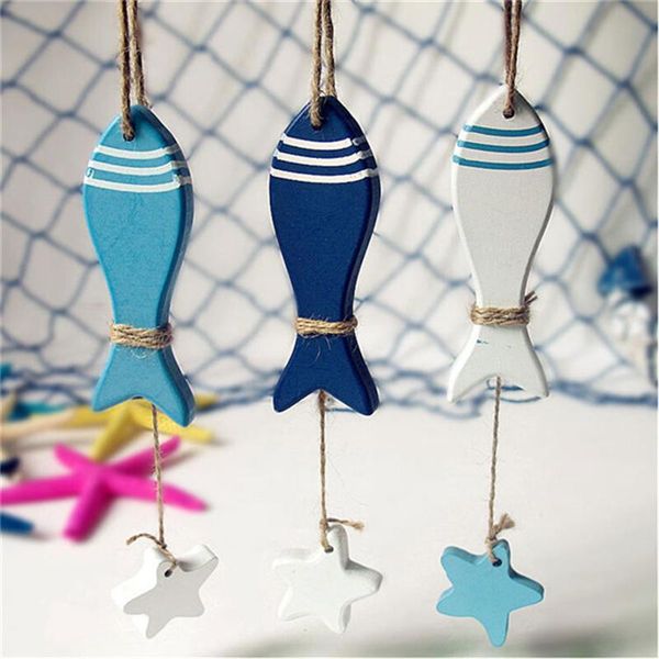 

starfish nautical decor hang adorn crafts pendant wood fish decorated marine home decoration wall kids room novelty items