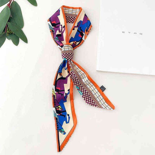 

small silk scarf for women twilly scarf for bag print handle bag ribbons silk hair band bag scarf head cute headband hair tie y110246c, Blue;gray
