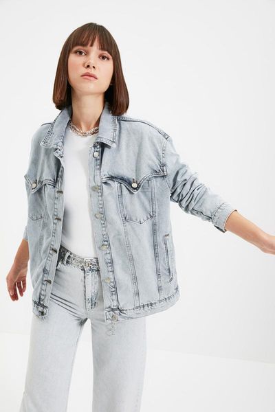

women's jackets trendyol pocket detail denim jacket twoaw22ce0224, Black;brown
