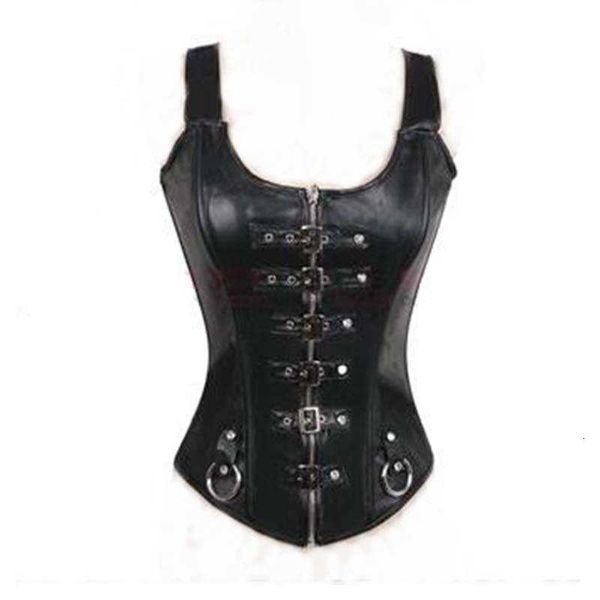 

waist tummy shaper 8024 metal buckle imitation leather bodysuit large shoulder strap zipper pu bodysuit