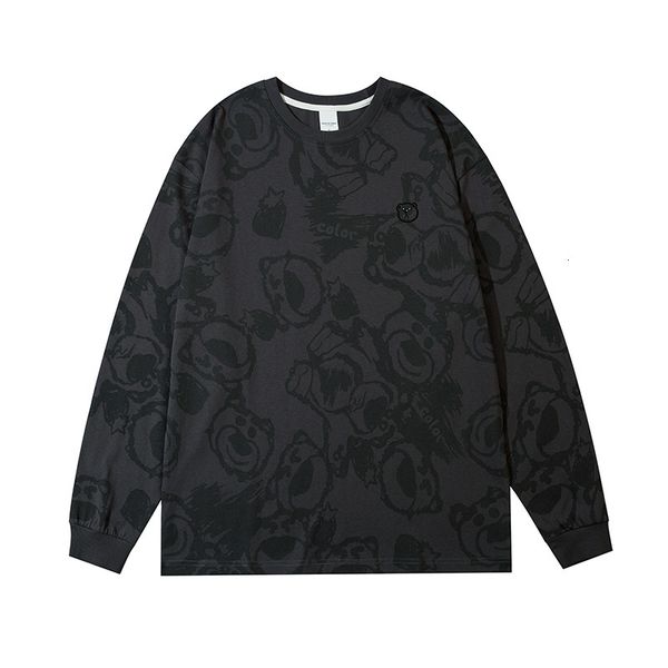 

gaojiechao brand bear printed long sleeve pullover men's and women's large size sweater youth casual top, Black