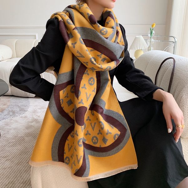 

and air conditioning imitation cashmere women's double-sided classic old flower scarf warm shawl, Blue;gray