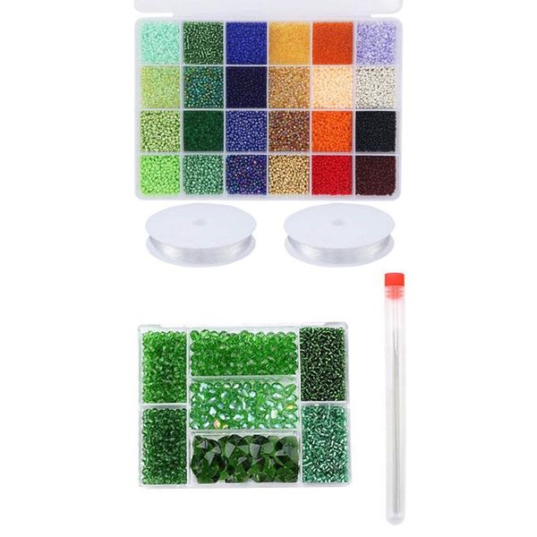 

other 14400x millet beads alphabet bead kit & 1set mixed shape set crystal charm glass green